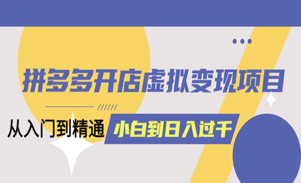 拼多多开店虚拟变现项目，从入门到精通-柚子网创
