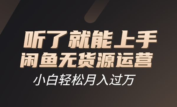 闲鱼无货源运营方案，听了就能上手-柚子网创