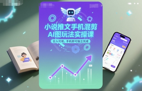 小说推文手机混剪AI图玩法实操课，日入可观，手机即可独立完成-柚子网创