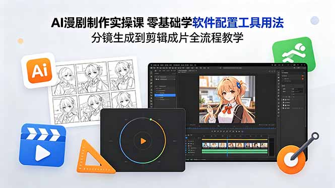 AI漫剧制作实操课 零基础学软件配置工具用法 分镜生成到剪辑成片全流程教学-柚子网创