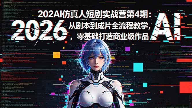 2026AI仿真人短剧实战营第4期：从剧本到成片全流程教学，零基础打造商业级作品-柚子网创