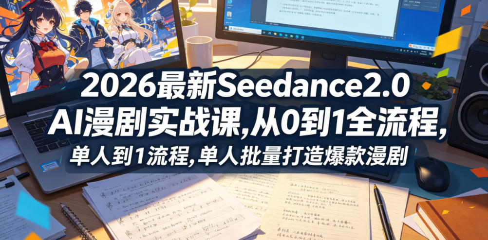 2026最新Seedance2.0 AI漫剧实战课,，从0到1全流程，单人批量打造爆款漫剧-柚子网创