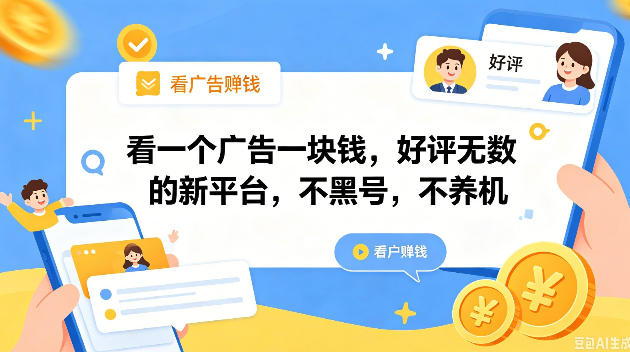 看一个广告一块钱，好评无数的新平台，不黑号，不养机，一撸几十块钱还是不错的【揭秘】-柚子网创