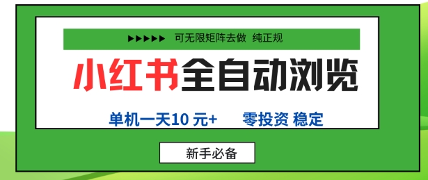 小红书全自动浏览项目，零投资，全程手机去跑，单账号一天10米+，可无限矩阵去做【揭秘】-柚子网创