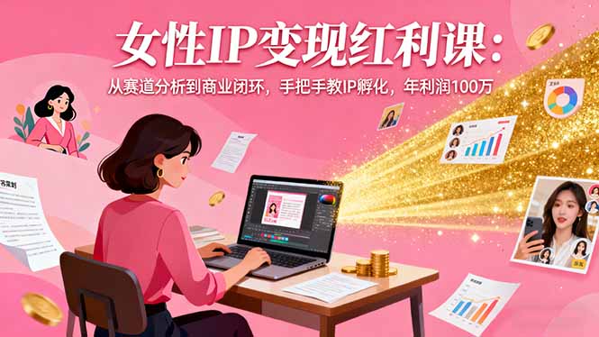 女性IP变现红利课：从赛道分析到商业闭环，手把手教IP孵化，年利润100万-柚子网创