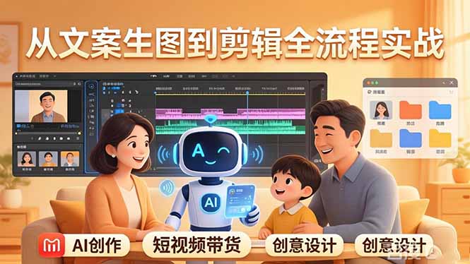 原创 AI 剧情短视频带货：AI+家庭剧情+带货广告，从文案生图到剪辑全流程实战-柚子网创