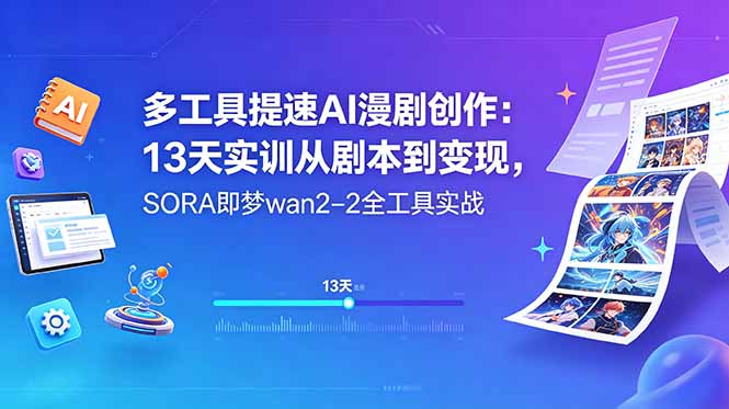 多工具提速AI漫剧创作：13天实训从剧本到变现，SORA即梦wan2-2全工具实战-柚子网创