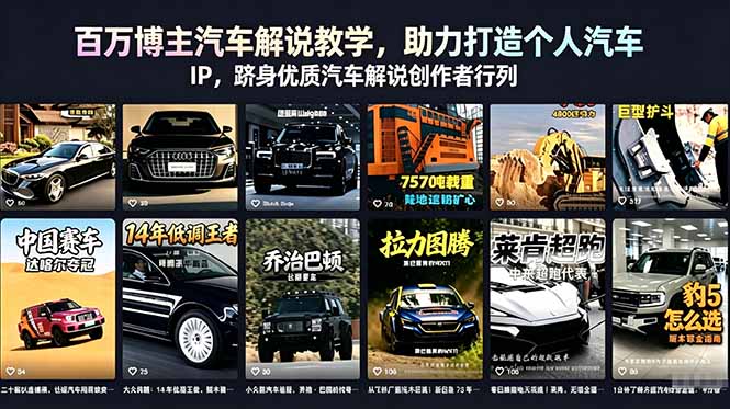 百万博主汽车解说教学，助力打造个人汽车 IP，跻身优质汽车解说创作者行列-柚子网创