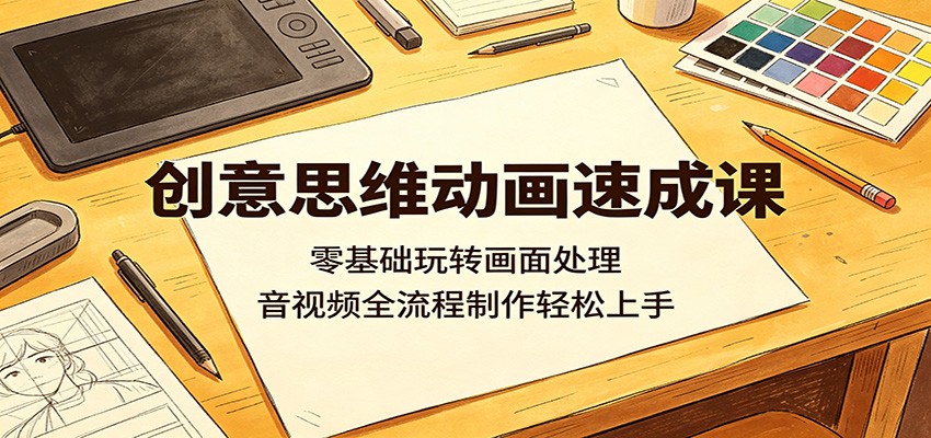 创意思维动画速成课：零基础玩转画面处理，音视频全流程制作轻松上手-柚子网创