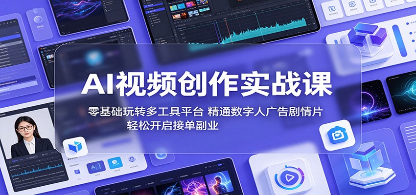 AI视频创作实战课：零基础玩转多工具平台，精通数字人广告、剧情片，轻松开启接单副业-柚子网创
