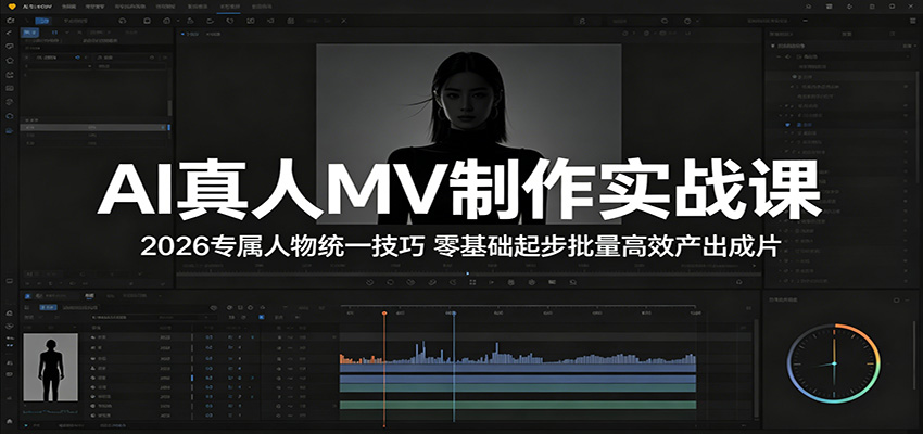 AI真人MV制作实战课：2026专属人物统一技巧，零基础起步批量高效产出成片-柚子网创