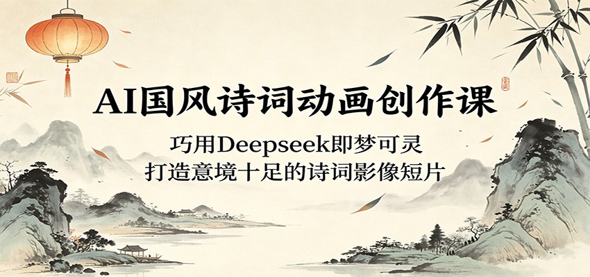 AI国风诗词动画创作课：巧用Deepseek即梦可灵，打造意境十足的诗词影像短片-柚子网创