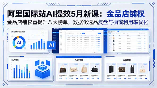 阿里国际站AI提效5月新课：金品店铺权重提升八大榜单，数据化选品复盘与橱窗利用率优化-柚子网创