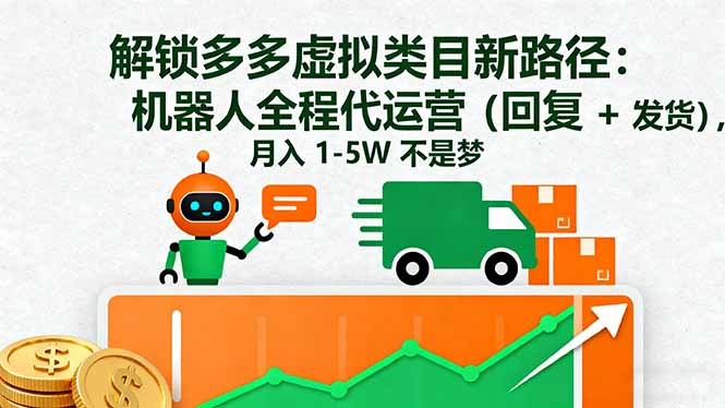 解锁多多虚拟类目新路径：机器人全程代运营(回复 + 发货-柚子网创