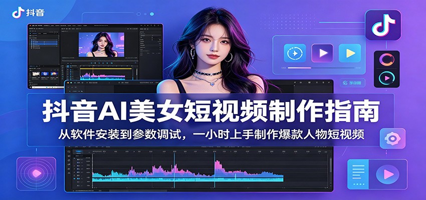 抖音AI美女短视频制作指南：从软件安装到参数调试，一小时上手制作爆款人物短视频-柚子网创