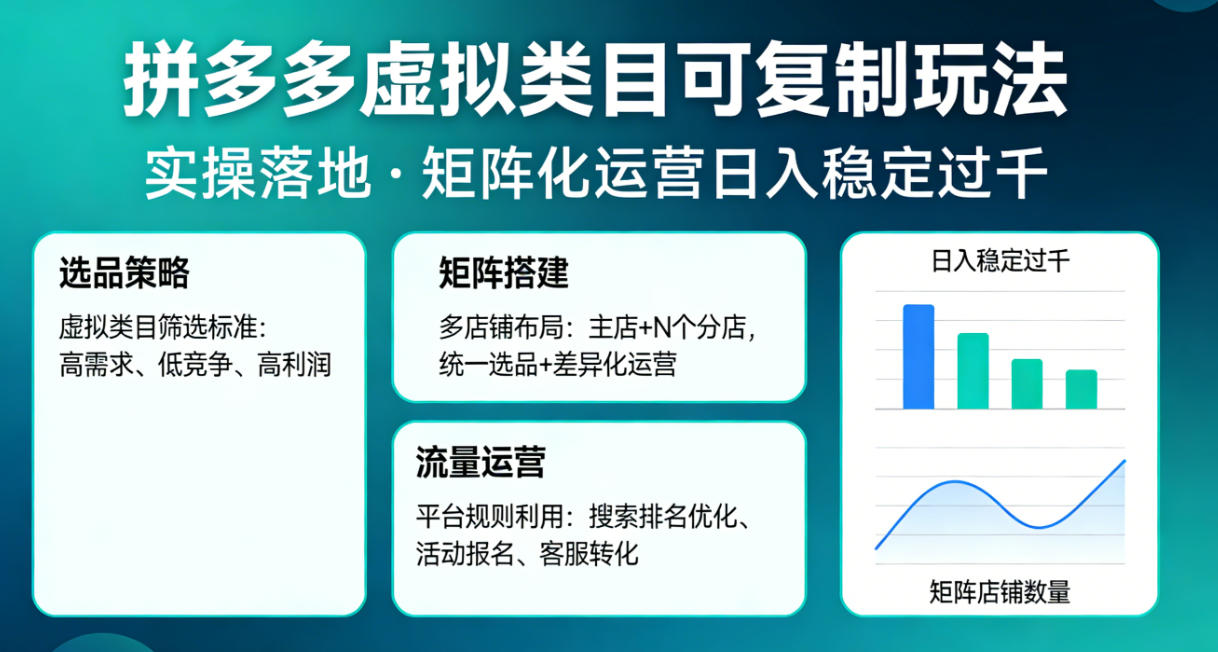 拼多多虚拟类目可复制玩法，实操落地，矩阵化日入稳定过千【揭秘】-柚子网创