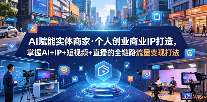AI赋能实体商家·个人创业商业IP打造，掌握AI+IP+短视频+直播的全链路流量变现打法-柚子网创
