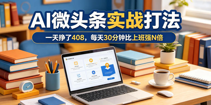 一天挣了408，AI微头条实战打法，每天30分钟比上班强N倍-柚子网创
