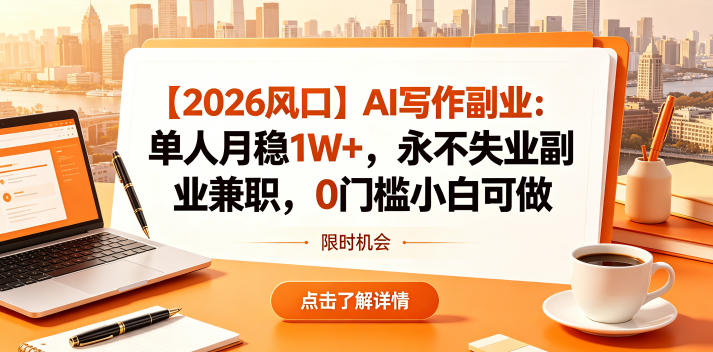 【2026风口】AI写作副业：单人月稳1W+，永不失业副业兼职，0门槛小白可做【揭秘】-柚子网创