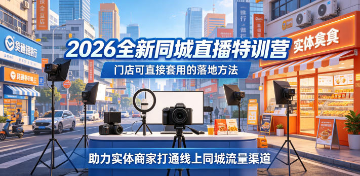 2026全新同城直播特训营，门店可直接套用的落地方法，助力实体商家打通线上同城流量渠道-柚子网创
