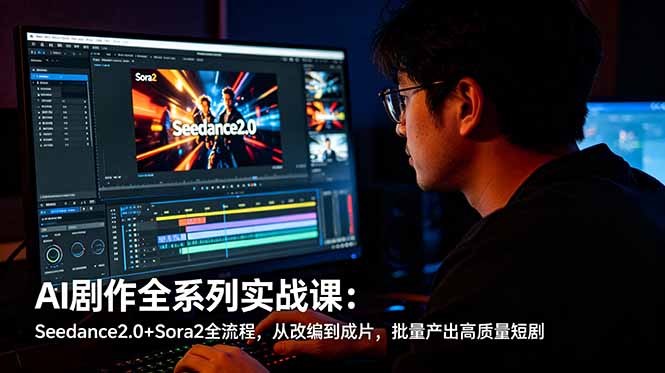 AI剧作全系列实战课：Seedance2.0+Sora2全流程，从改编到成片，批量产出高质量短剧-柚子网创