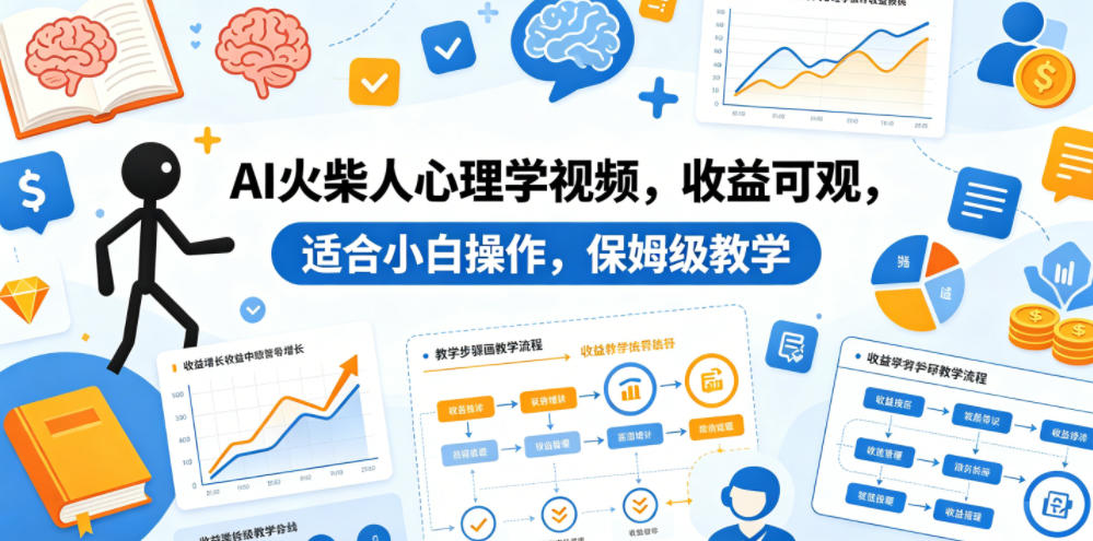 AI火柴人心理学视频，收益可观，适合小白操作，保姆级教学-柚子网创