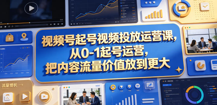 视频号起号视频投放运营课，从0-1起号运营，把内容流量价值放到更大-柚子网创