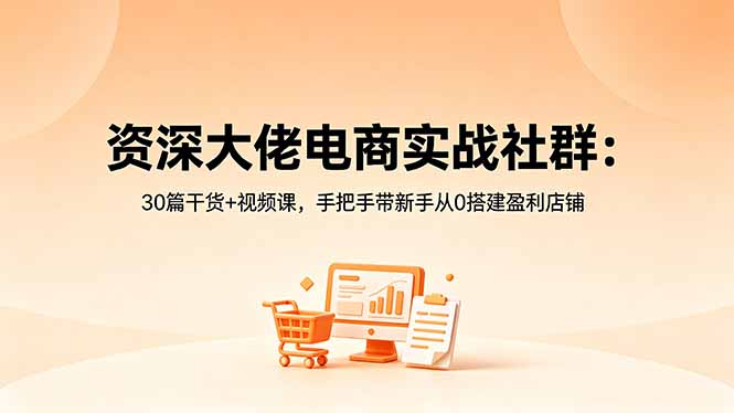 资深大佬电商实战社群：30篇干货+视频课，手把手带新手从0搭建盈利店铺-柚子网创