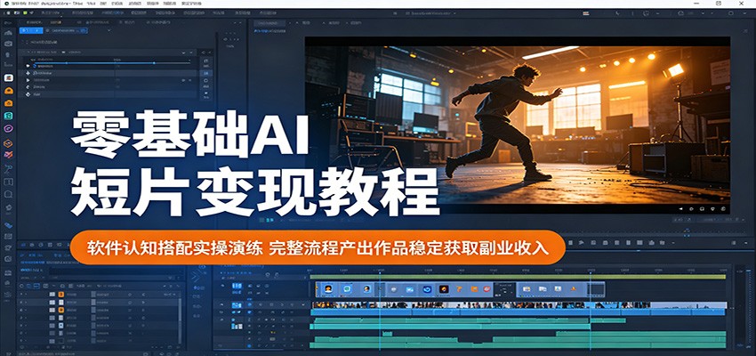 零基础AI短片变现教程：软件认知搭配实操演练，完整流程产出作品稳定获取副业收入-柚子网创