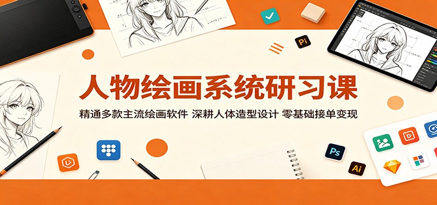 人物绘画系统研习课：精通多款主流绘画软件，深耕人体造型设计，零基础接单变现-柚子网创