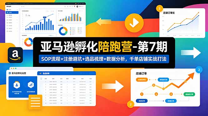亚马逊孵化陪跑营-第7期：SOP流程+注册避坑+选品梳理+数据分析，千单店铺实战打法-柚子网创