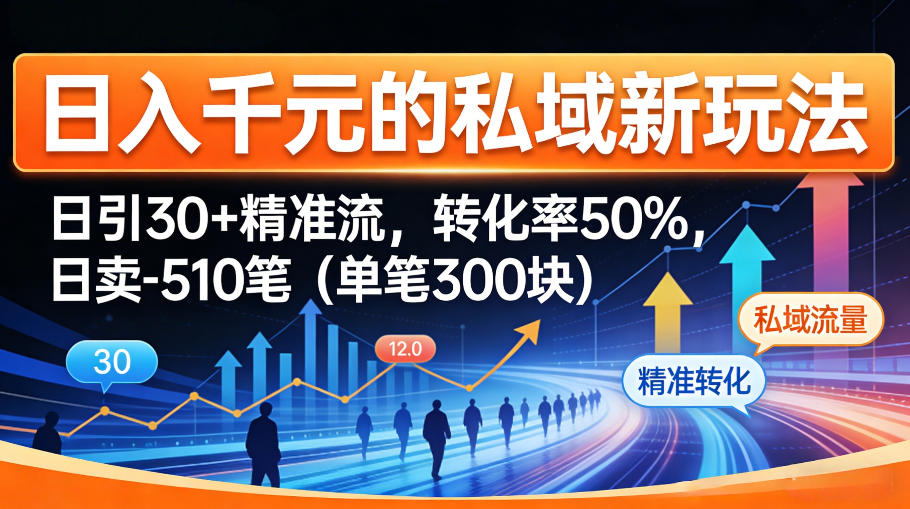 日入千米的私域新玩法：日引30＋精准流，转化率50%，日卖5-10笔(单笔300米)-柚子网创