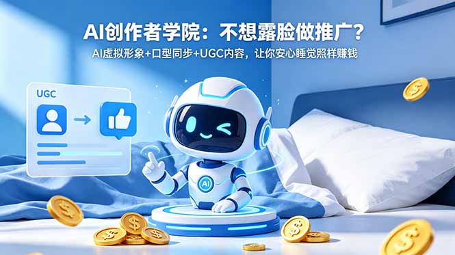 AI创作者学院：不想露脸做推广？AI虚拟形象+口型同步+UGC内容，让你安心睡觉照样赚钱-柚子网创