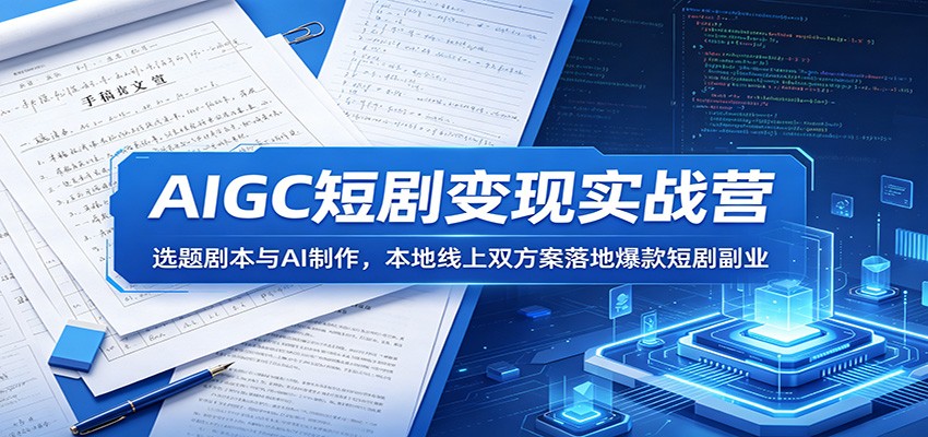 AIGC短剧变现实战营：选题剧本与AI制作，本地线上双方案落地爆款短剧副业-柚子网创