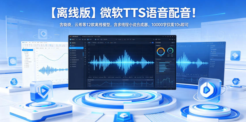 【离线版】微软TTS语音配音！含晓晓，云希等12款离线模型，含多线程小说合成器，10000字仅需10s即可-柚子网创