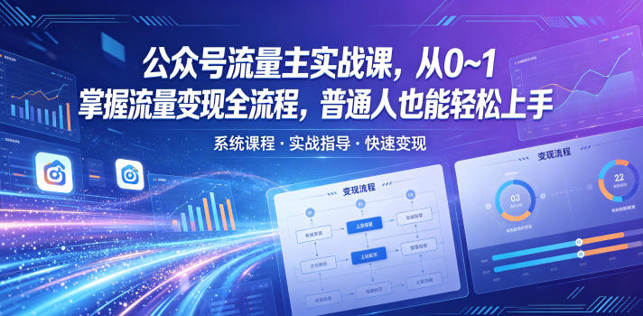 公众号流量主实战课，从0~1掌握流量变现全流程，普通人也能轻松上手-柚子网创