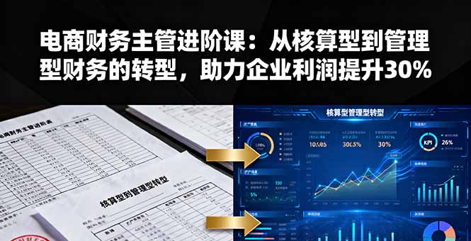 电商财务主管进阶课：从核算型到管理型财务的转型，助力企业利润提升30%-柚子网创
