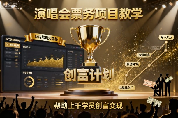 演唱会票务项目教学，业内培训天花板，帮助上千学员创富变现(更新)-柚子网创