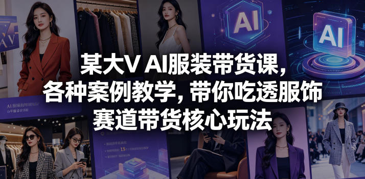 某大V AI服装带货课，各种案例教学，带你吃透服饰赛道带货核心玩法-柚子网创