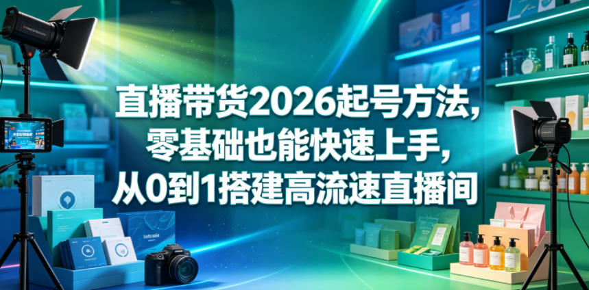 直播带货2026起号方法，零基础也能快速上手，从0到1搭建高流速直播间-柚子网创