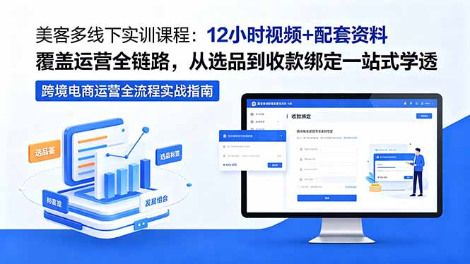 美客多线下实训课程：12小时视频+配套资料覆盖运营全链路，从选品到收款绑定一站式学透-柚子网创
