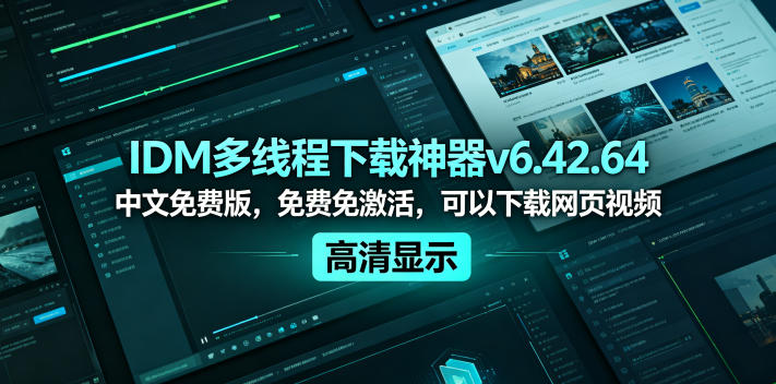IDM多线程下载神器v6.42.64中文免费版，免费免激活，可以下载网页视频(例如飞书文档内的视频)-柚子网创