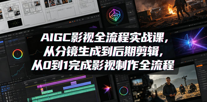 AIGC影视全流程实战课，从分镜生成到后期剪辑，从0到1完成影视制作全流程-柚子网创