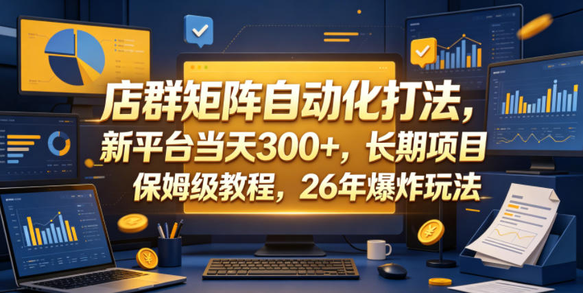 店群矩阵自动化打法，新平台当天300+，长期项目，保姆级教程，26年爆炸玩法【揭秘】-柚子网创