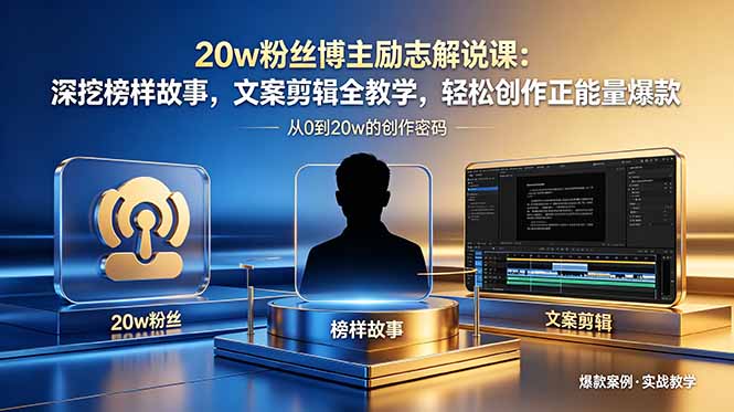 20w粉丝博主励志解说课：深挖榜样故事，文案剪辑全教学，轻松创作正能量爆款-柚子网创