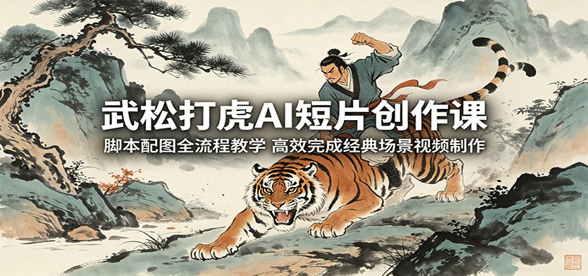 武松打虎AI短片创作课：脚本配图全流程教学，高效完成经典场景视频制作-柚子网创