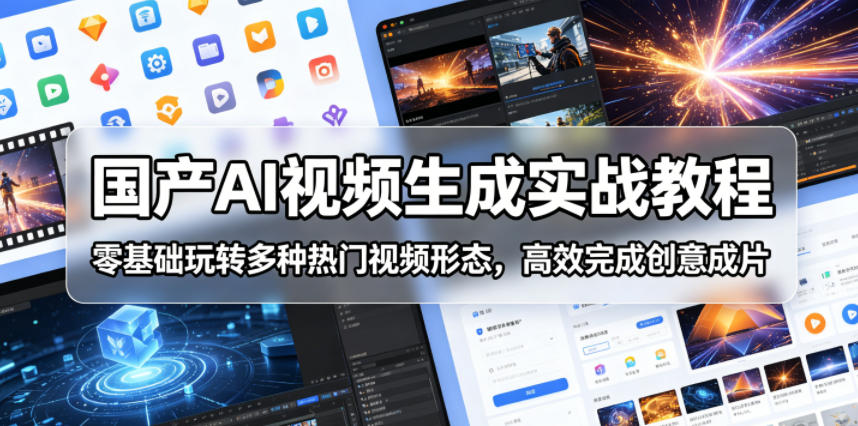 国产AI视频生成实战教程，零基础玩转多种热门视频形态，高效完成创意成片-柚子网创