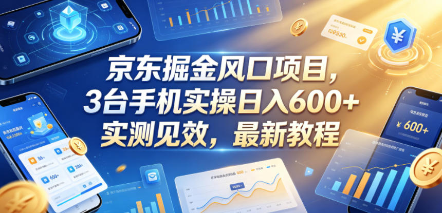 京东掘金风口项目，3台手机实操日入600+，实测见效，最新教程【揭秘】-柚子网创