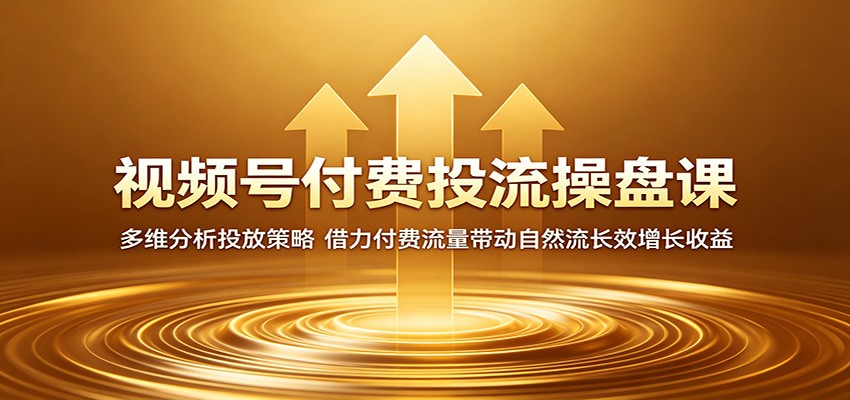 视频号付费投流操盘课：多维分析投放策略，借力付费流量带动自然流长效增长收益-柚子网创