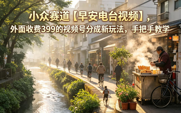 小众赛道【早安电台视频】，外面收费399的视频号分成新玩法，手把手教学-柚子网创
